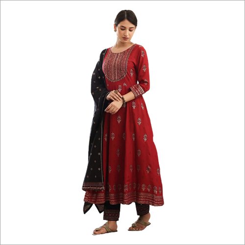 Pant Dupatta Kurti Set - Cotton Fabric, Mustard Color, Embroidered Top, 3-piece Collection | Stylish Comfort For All Ages, Washable, Perfect For Casual And Daily Wear