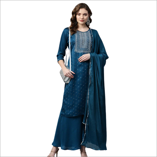 Pant Dupatta Kurti Set - Cotton Fabric, Mustard Color, Embroidered Top, 3-piece Collection | Stylish Comfort For All Ages, Washable, Perfect For Casual And Daily Wear