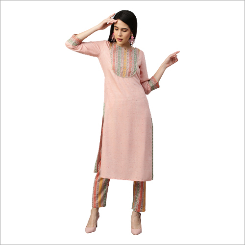 Casual Wear Kurti - Cotton Customized Sizes Blue Shade - Trendy 3-4th Sleeves Summer Suitable Washable Printed Design For Girls