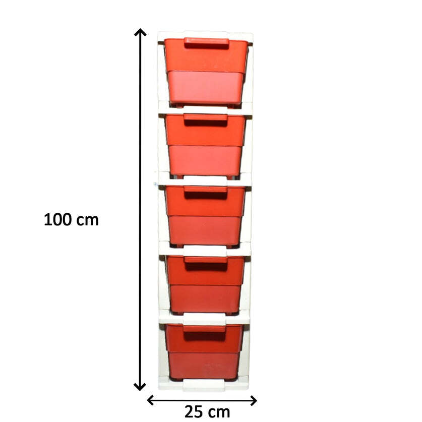 Multi-purpose Anti-slip 5 Layer Modular Drawer Storage System (4784) - Plastic Material, 36x31x37 Cm Size, Multi/assorted Color | Versatile Storage Solution