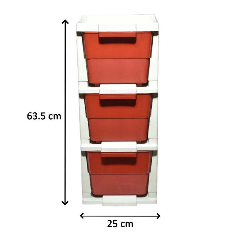 Multi-purpose Anti-slip 3 Layer Modular Drawer Storage System (4783) - Plastic, 30*37*29 Cm, Multi / Assorted Colors | Versatile Storage Solution For Organizing Various Items