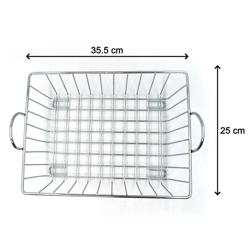 Silver Ss Square Basket Stand Used For Holding Fruits As A Decorative And Using Purposes In All Kinds Of Official And Household Places Etc. (2743)