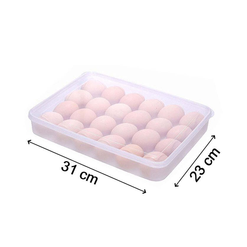 24 Grids Plastic Egg Box Holder Tray - 31x23x7 Cm, Transparent Design With Lid For 2 Dozen Eggs