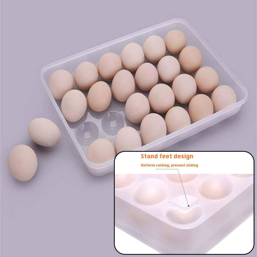 24 Grids Plastic Egg Box Holder Tray - 31x23x7 Cm, Transparent Design With Lid For 2 Dozen Eggs
