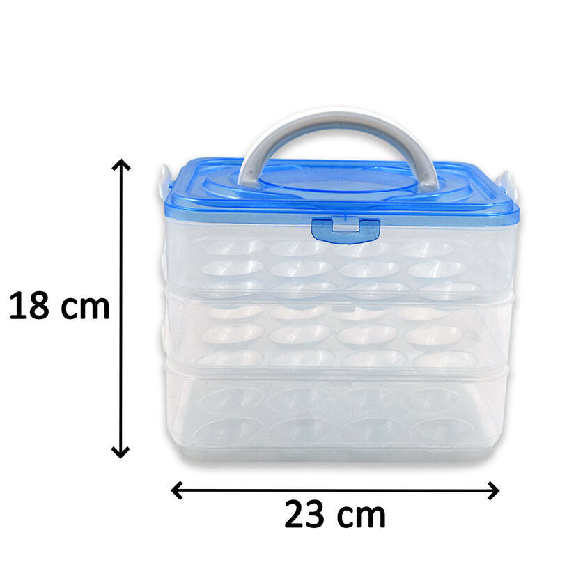 3-layer Plastic Refrigerator Egg Storage Box - 25x15x20 Cm, Transparent Design, 36 Grid Capacity