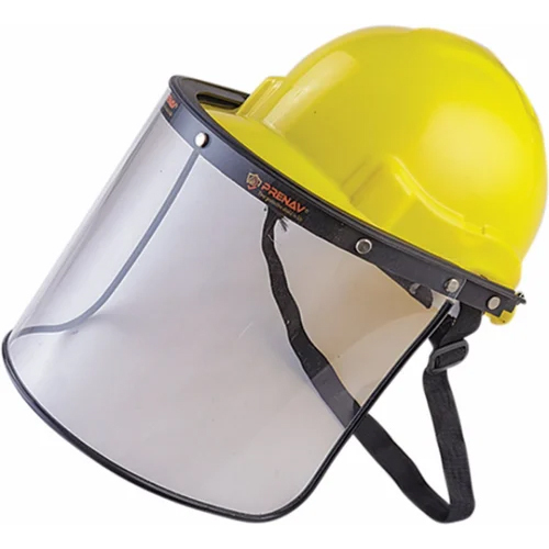 Yellow Face Shield With Ratchet Safety Helmet