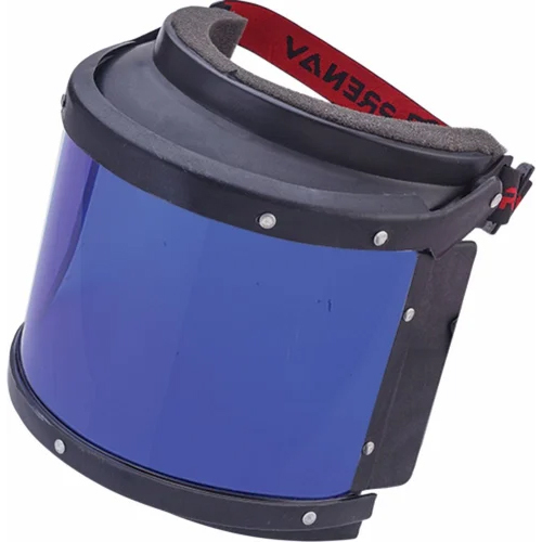 Heat Resistance Face Shield - Acrylic Sheet 2000 Micron, 6" X 12", Blue | Unisex, Elastic Head Band, Industrial Safety Function