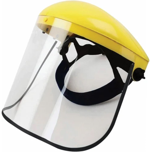 Polycarbonate Face Shield With Ratchet Ring - 9" X 12" Size, Yellow Color, 1000 Micron Thickness | Reusable, Unisex Safety Gear, Waterproof, Industrial Use