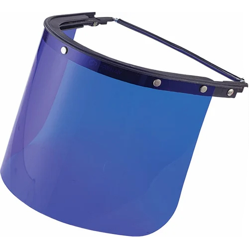 Heat Resistance Spring Loaded Face Shield - Acrylic Sheet, 8" X 16" Size, Blue Color | Reusable, Waterproof, Unisex, Industrial Safety Feature