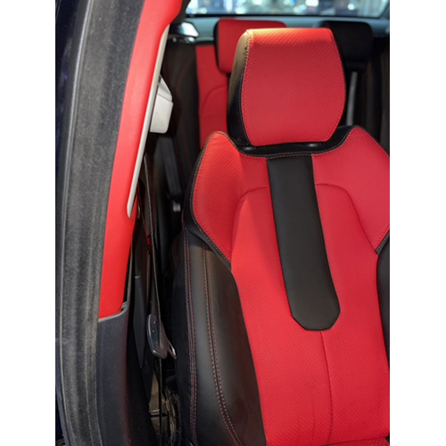 Red Car Seat Cover - Leather, Polished Finish | Custom-Fit Design, Stain Protection, Bold Red Color