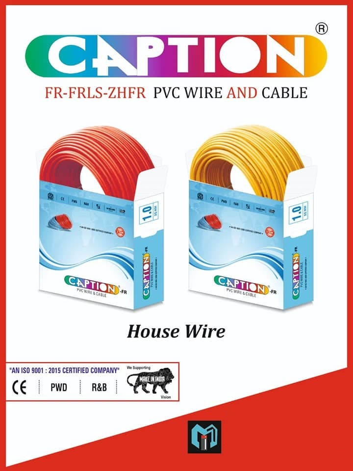 Caption Pvc Electric House Cable - 0.75 - 6 Sqmm Size, Single Core | Solid Assurance, Isi, Iso, Fla & Tac Approved For House Wiring