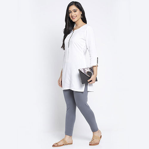 महिलाओं के लिए 4 वे सुपरकॉम्बोड कॉटन लाइक्रा ग्रे लेगिंग