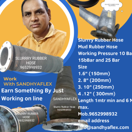 Slurry Rubber Hose - Rubber Material, Size: 150mm To 300mm Id, Length: 6mtr | Working Pressure: 10 To 25 Bar, Black, Ms Flange Connection, -10 To 100â°c Temperature