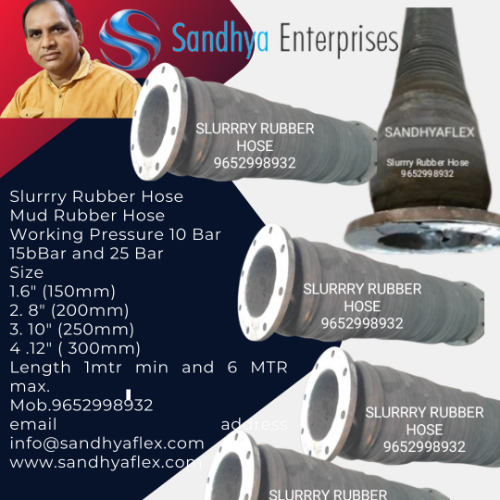 Slurry Rubber Hose - Rubber Material, Size: 150mm To 300mm Id, Length: 6mtr | Working Pressure: 10 To 25 Bar, Black, Ms Flange Connection, -10 To 100â°c Temperature