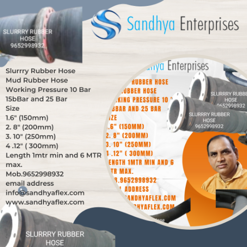 Slurry Rubber Hose - Rubber Material, Size: 150mm To 300mm Id, Length: 6mtr | Working Pressure: 10 To 25 Bar, Black, Ms Flange Connection, -10 To 100â°c Temperature