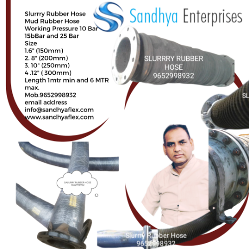 Slurry Rubber Hose - Rubber Material, Size: 150mm To 300mm Id, Length: 6mtr | Working Pressure: 10 To 25 Bar, Black, Ms Flange Connection, -10 To 100â°c Temperature