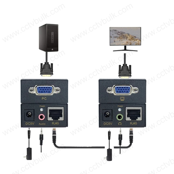 Vga Extender - Cat-5e/6 Support, 100m Range | Lightweight, No Power Required, Multi-system Compatibility
