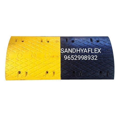 Rubber Speed Breaker - Rubber Material, Sizes 500x350x45mm To 500x400x75mm | Black And Yellow, 40m Tons Load Capacity, Easy Installation, Temperature Resistant
