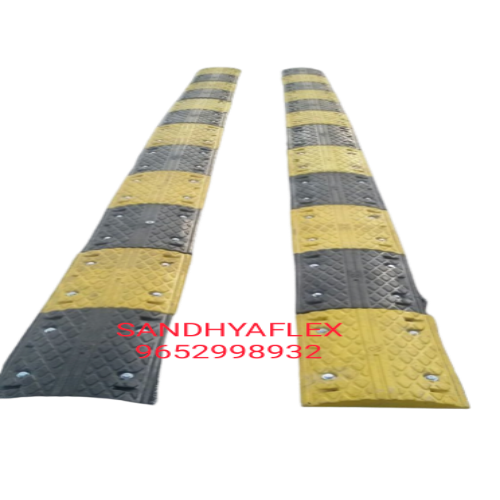 Rubber Speed Breaker - Rubber Material, Sizes 500x350x45mm To 500x400x75mm | Black And Yellow, 40m Tons Load Capacity, Easy Installation, Temperature Resistant