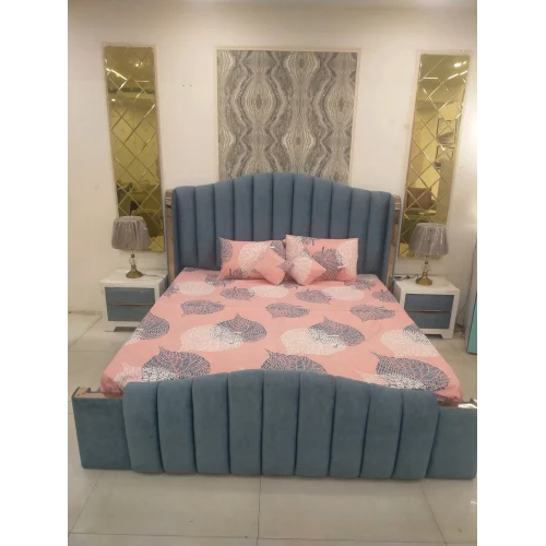 ग्रे हाई बैक डबल बेड