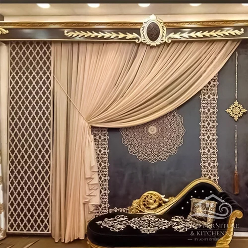 Cream Printed Window Curtains