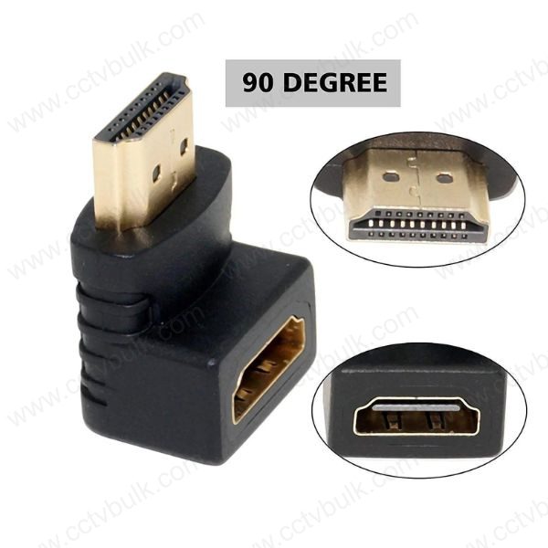 Hdmi Adapter M To F L Type - Angled Hdmi Connector, 720p & 1080p Support, Black Color | Reduces Cable Strain, Increases Equipment Lifespan