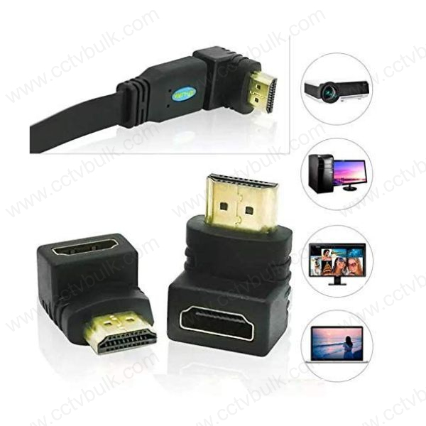 Hdmi Adapter M To F L Type - Angled Hdmi Connector, 720p & 1080p Support, Black Color | Reduces Cable Strain, Increases Equipment Lifespan