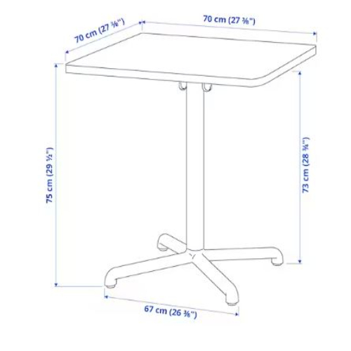 Cafe Table Height: 75 Centimeter (Cm)