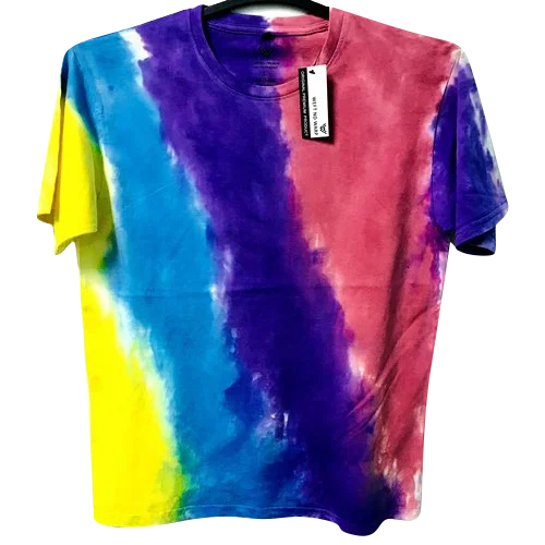 Tie Dye Round Neck T-Shirt - Cotton, Sizes S, M, L, XL, XXL, Multicolor | Unisex Short Sleeves, Dyed Pattern