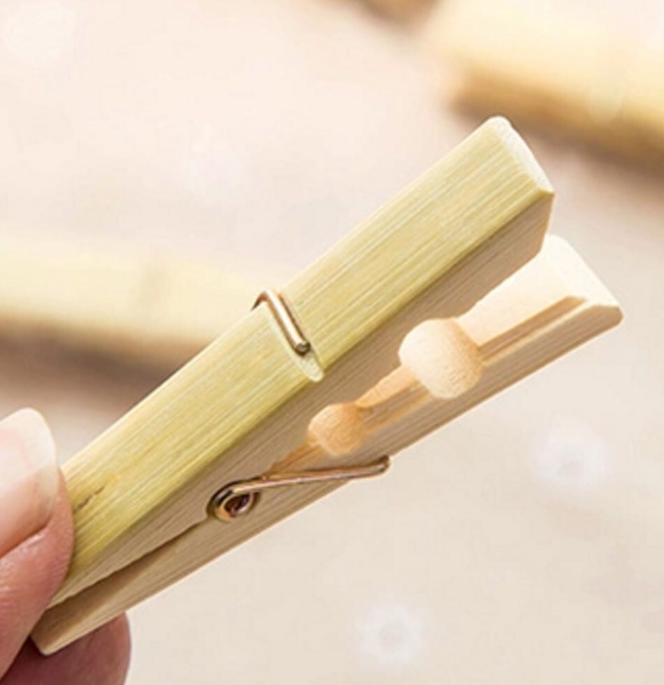 Bamboo Cloth Clips - 6 Cm Length Pack Of 20 | Customizable Polished Finish Eco-friendly Bamboo Material