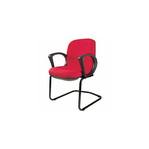 Visitor Office Chair - Durable Plastic with Polished Iron Finish, Red Color | Indian Style, Warranty Included
