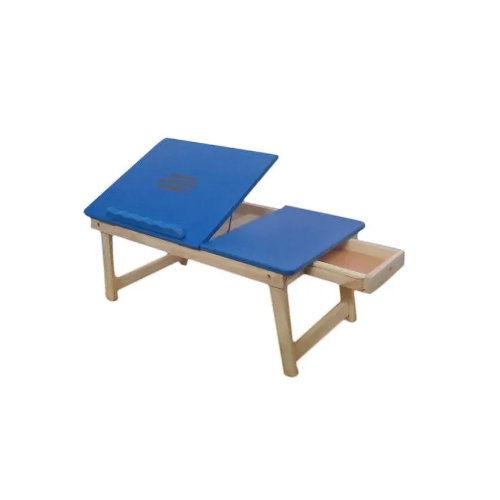 Wooden Laptop Table - Solid Wood, Polished Finish, Brown And Blue Colors | Durable, Lightweight, Easy To Assemble, Indoor Furniture