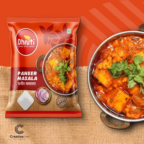 Paneer Masala Packaging Pouch - High-grade Laminated Material, Various Sizes Available - Stand-up Design With Attractive Embossing
