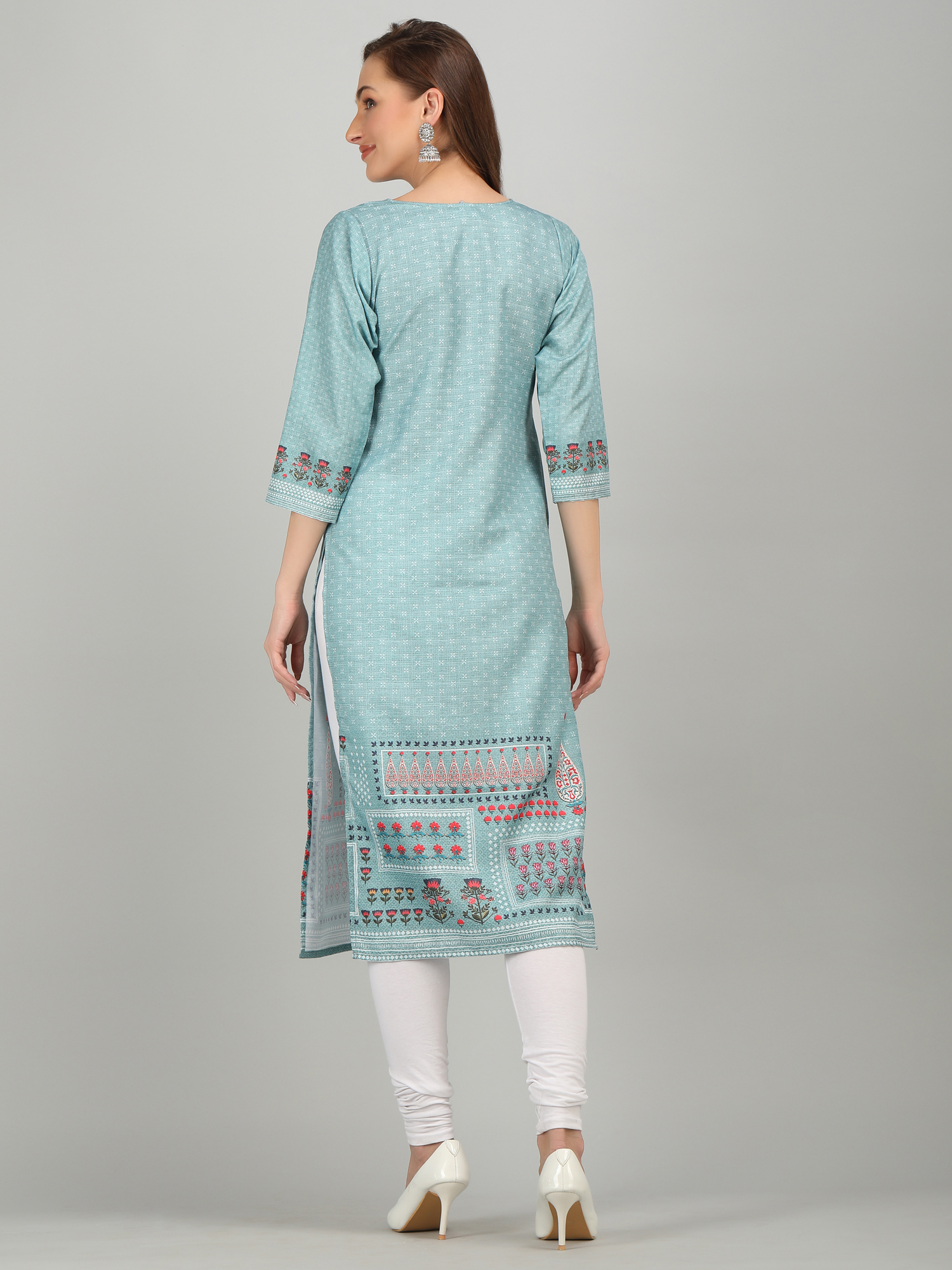 Summer Sky Digital Print Straight Kurti With Dupatta S6
