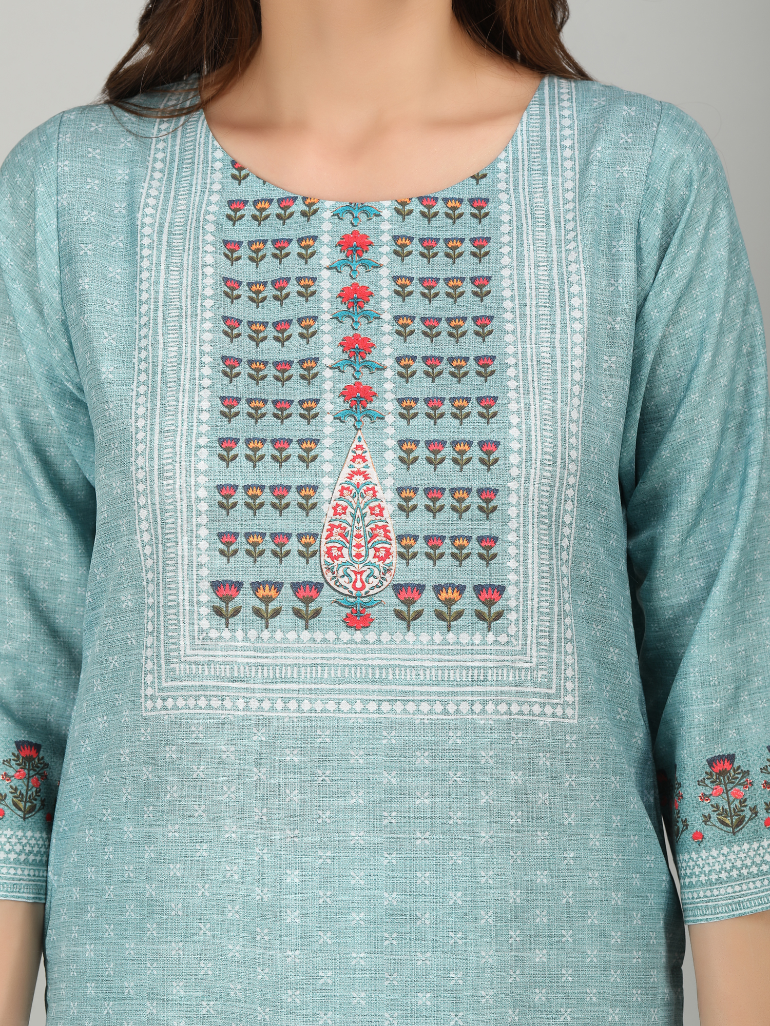 Summer Sky Digital Print Straight Kurti With Dupatta S6