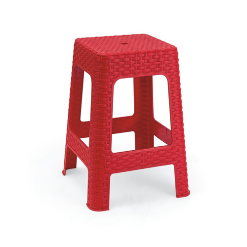 Red Plastic Stool - PVC Material, Modern Design | Non-Foldable Structure, Vibrant Color for Contemporary Spaces