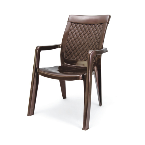 Brown Plastic Outdoor Chair - PET Material, Modern Design, Durable Construction | Ideal for Patios & Gardens, Non-Foldable, Versatile Seating