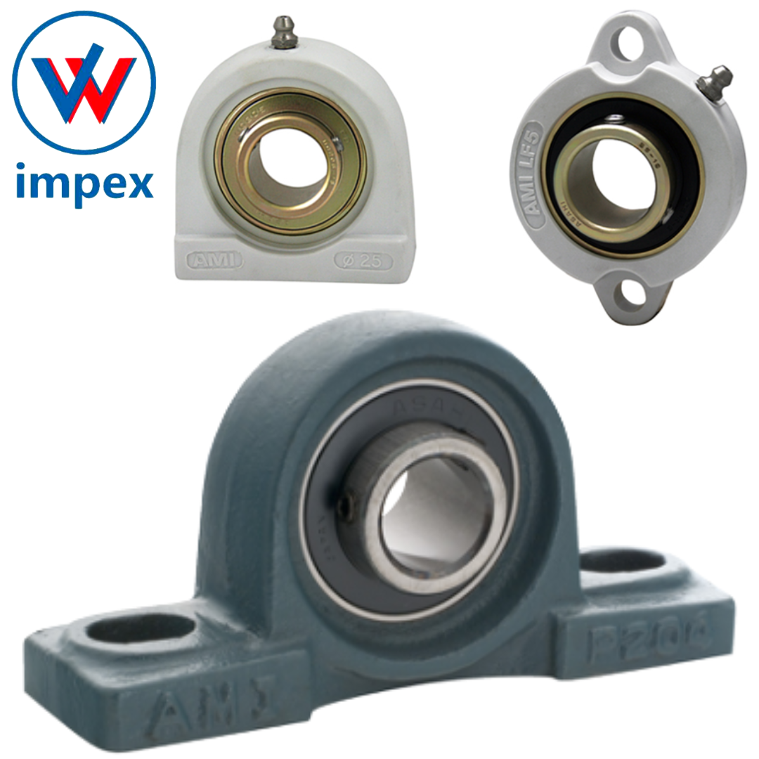 Ami Mounted Bearings - Bore Size: 1/2" To 2"