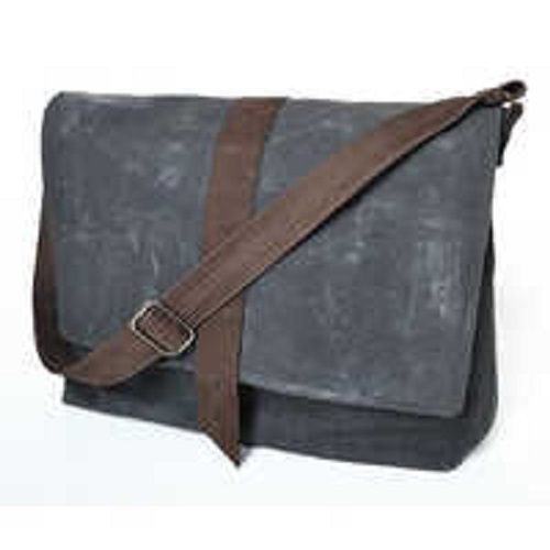 ग्रे कैनवास क्रॉसबॉडी मैसेंजर बैग