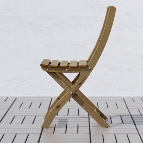 Foldable Light Brown Stained Wooden Folding Chair