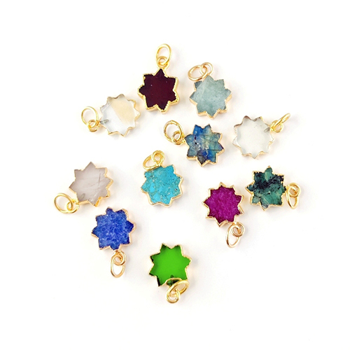 Same As Photo Crystal Quartz Gemstone Sun Shape Size 12mm Electroplated Charm Pendant