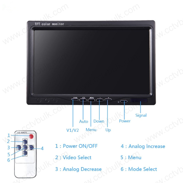 Black Lcd Tft 7 Inch Portable Screen Hdmi / Av / Vga With Speaker