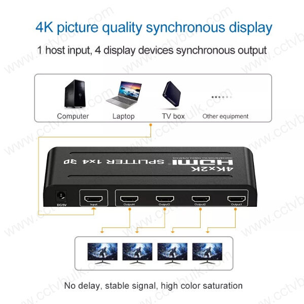 Black Hdmi Splitter True 4k 1 X 4 1y