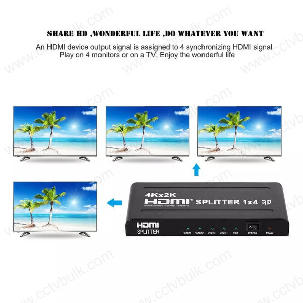 Black Hdmi Splitter True 4k 1 X 4 1y