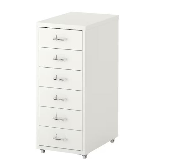 Steel Storage - 69cm Height, 28cm Width, 44cm Depth | White Epoxy/polyester Coated Drawer Unit On Castors, Indian Style