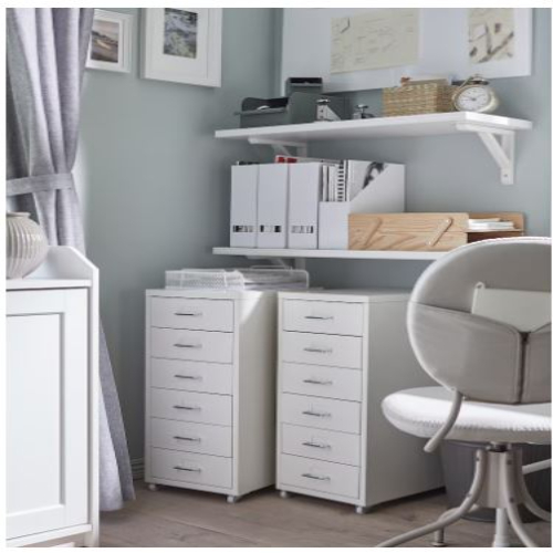Steel Storage - 69cm Height, 28cm Width, 44cm Depth | White Epoxy/polyester Coated Drawer Unit On Castors, Indian Style