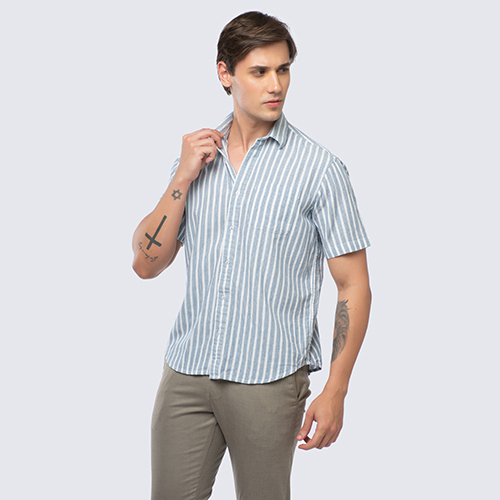 Different Available Mens Half Sleeve Striped Shirt