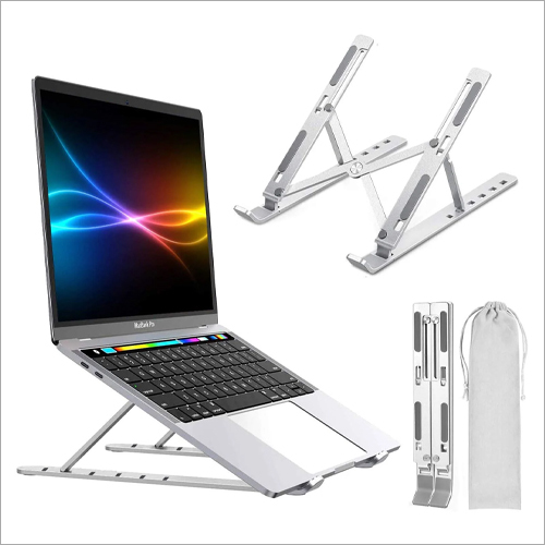 CLAW Portable Laptop Stand - Aluminium Alloy, Supports Laptops Up to 15.6 Inches, Silver Color, Six Adjustable Height Settings for Enhanced Ergonomics and Comfort
