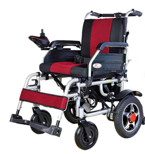 Vissco Zip Lite Power Wheelchair - Steel, 100 Kg Weight Capacity | Fire Retardant Upholstery, Foldable Backrest, Detachable Leg-rest, Pneumatic Tyres