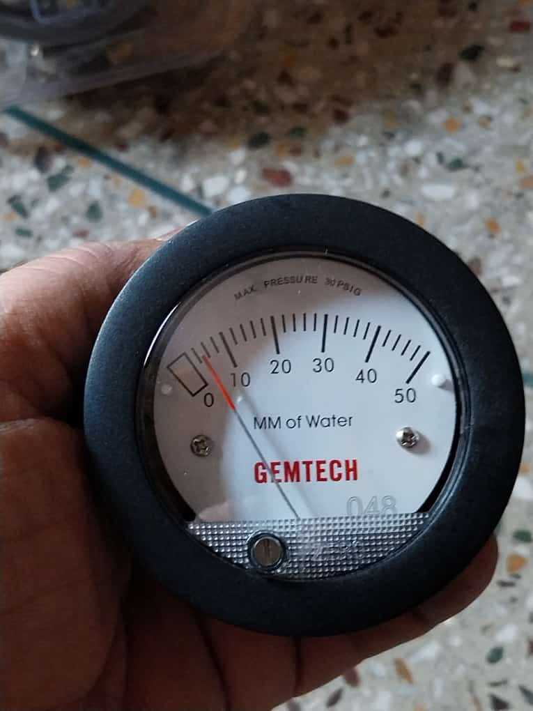 Gemtech Mini Differential Pressure Gauge Range 0-50 Mm Accuracy: A 5% Of Fs At 70a F (21.1a C)